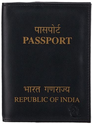 KARA Black Faux Leather Unisex Passport Cover | Travel Friendly | Passport Case | Travel Document