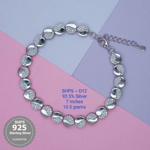 925 Sterling Silver CZ Bracelet, Packaging Type : Fabric Bag, Plastic Box