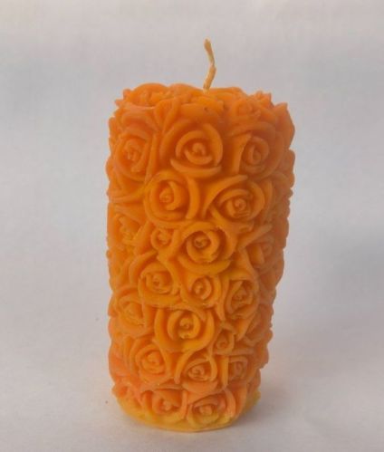 Soy Wax Orange Rose Pillar Candle, Candle Size : 8 Inch, 10 Inch