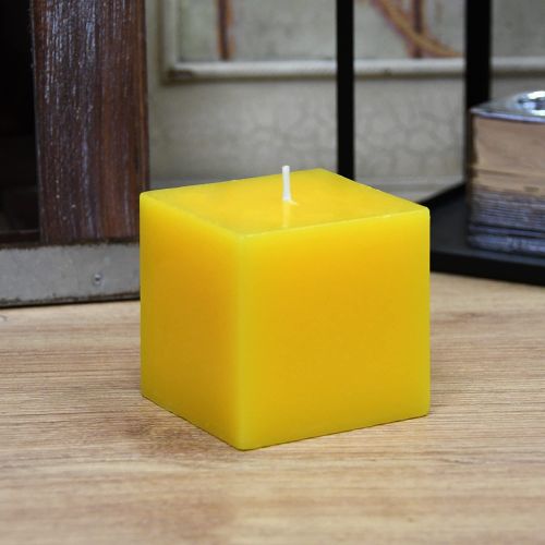 Plain Soy Wax Yellow Square Pillar Candle