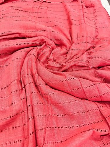 Recycled Cotton Jute Fabric In Doby Design Width 56 Inch