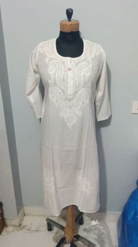 Cotton Chikankari Emb Kurta, Gender : Women