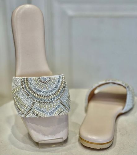 Ladies Sequence Work Flat Sandals, Sole Material : Synthetic Leather