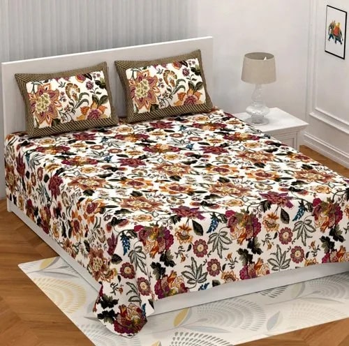 Dazzle Dreams Cotton Printed Bed Sheets For Home, Hotel