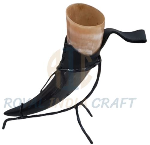 Drinking Horn With Leather Holster