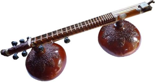 Plain Polished Teak Wood Rudra Veena, Color : Brown