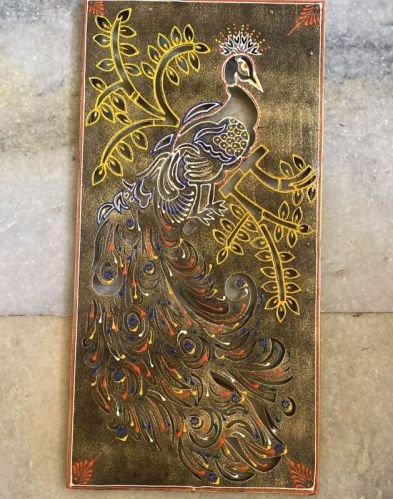 Color Coated Metal Golden Peacock Wall Art For Decoration, Gifting