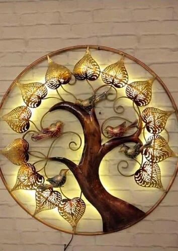 Polished Metal Ring Tree Wall Art For Decoration, Gifting