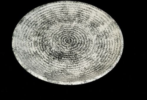 1001 Black and White Dust Narrow Lined Stoneware Dining Plate