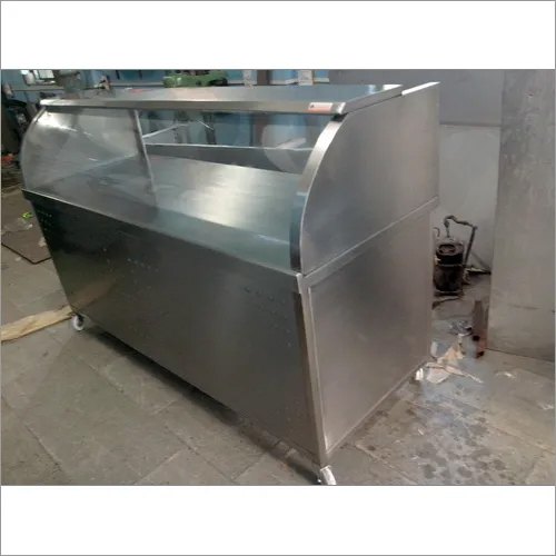 SS Bend Glass Roll Counter For Food Display