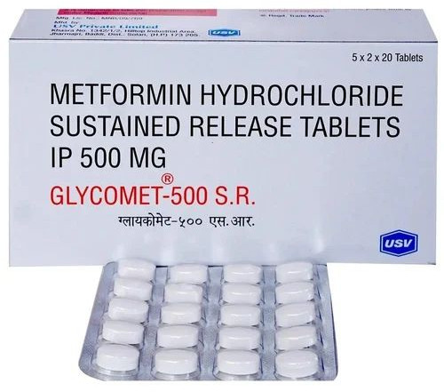 500mg Metformin Hydrochloride Sustained Release Tablets, Packaging Type : Paper Box