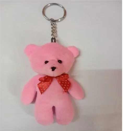 Pink Fibre Soft Teddy Keychain, Packaging Type : PP Bags
