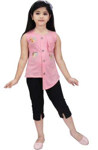 Chiffon Cotton blend Girls Capri, Stitch Type : Stitched