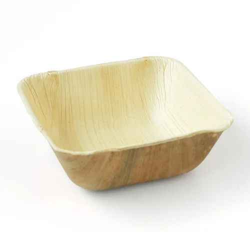 3 Inch Square Areca Leaf Bowl, Packaging Type : Plastic Packet