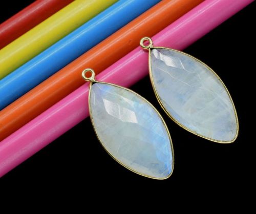 Polished Brass Moonstone Pendant