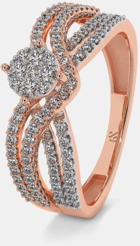 Polished Ladies Diamond Ring, Shape : Round