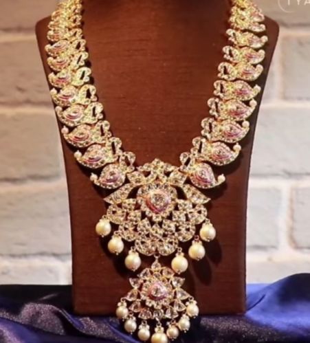 SR Jewellers Silver Dotted Mango Mala, Color : Blue, Green, Pink, Red, Red