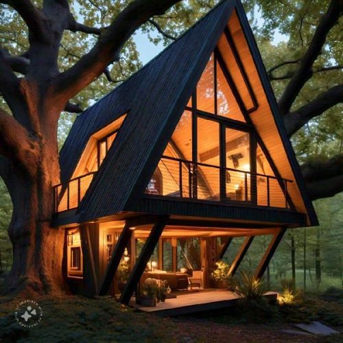 Synesthesia Polished Wooden Treehouse, Color : Black