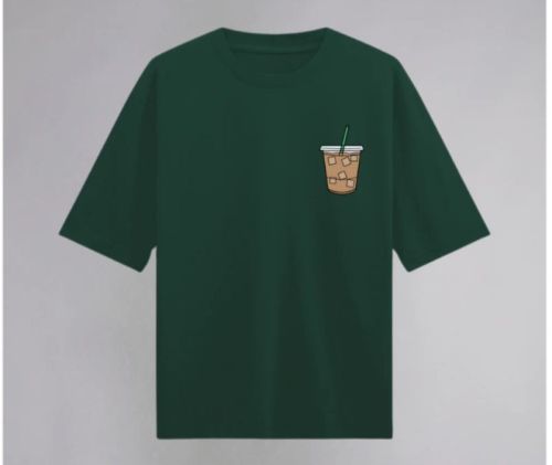 Bottle Green Half Sleeves Oversized T-shirt M, Gender : Men