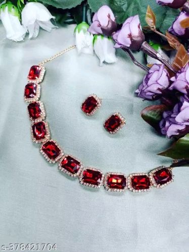 Trendoo Artificial Jewellery Set, Color : Red