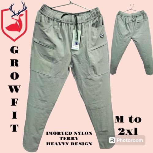 Growfit Imported Nylon Terry Trouser, Color : Black, Light Grey, Dark Grew, Olive, Pista, Navy