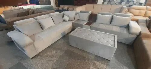 Grey Color L Shape Sofa Set For Living Room