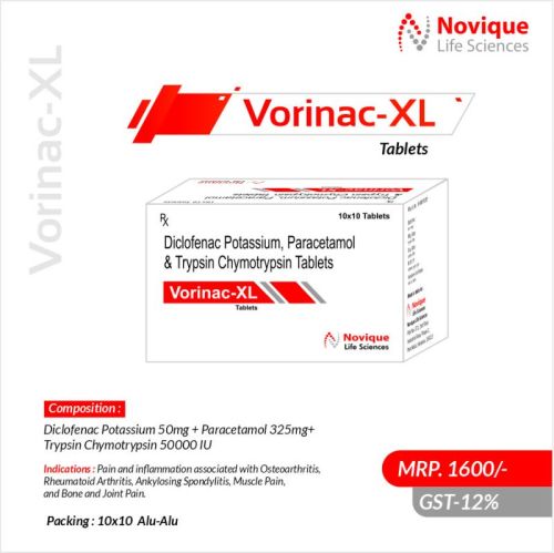 Diclofenac Potassium Paracetamol and Trypsin Chymotrypsin Tablets