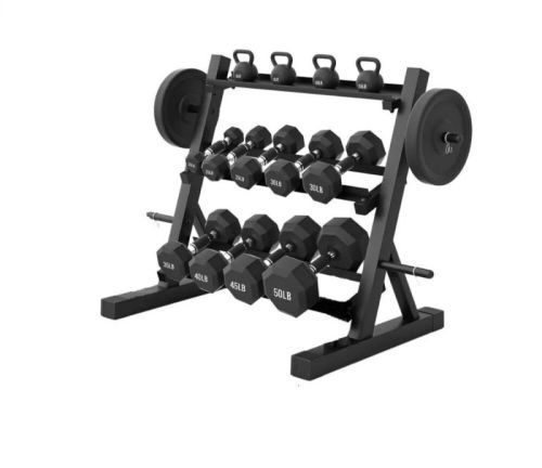 Glossy Iron 3 Tier Dumbbell Rack, Color : Black