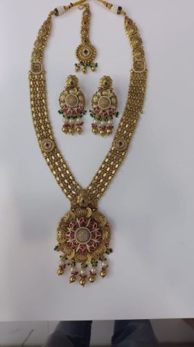 Raviesta Creation Brass Braas Antique Gold Necklace Set, Color : Golden