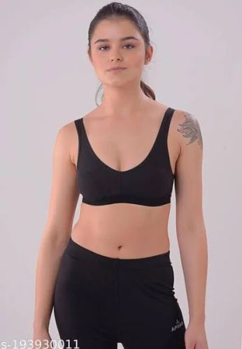 Black Non Padded Sports Bra, Technics : Machine Made