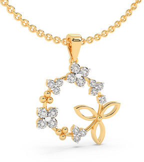 Enchanting Butterfly Circle Diamond Pendant