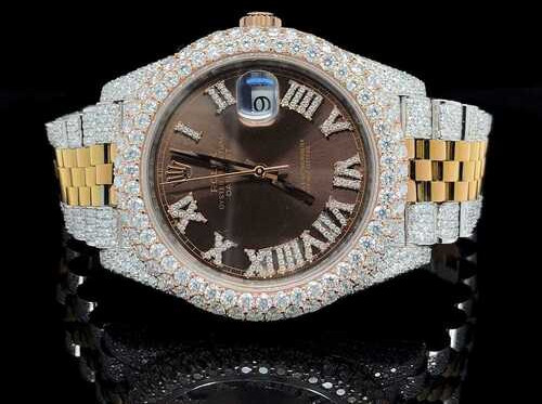 Round Criss Cross Design Moissanite Diamond Wrist Watch