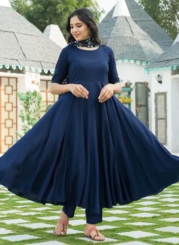 Plain Cotton Designer Anarkali Kurti, Age Group : Adults