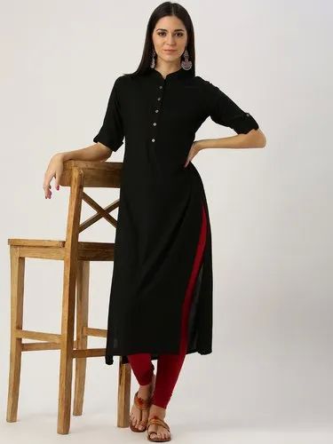 Plain Formal Rayon Kurti, Sleeve Style : 3/4 Sleeves