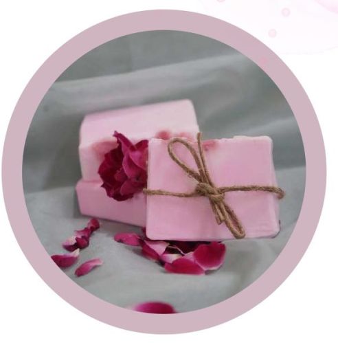 Heela Pure Organic Handmade Preety Pink Soap, Shape : Square