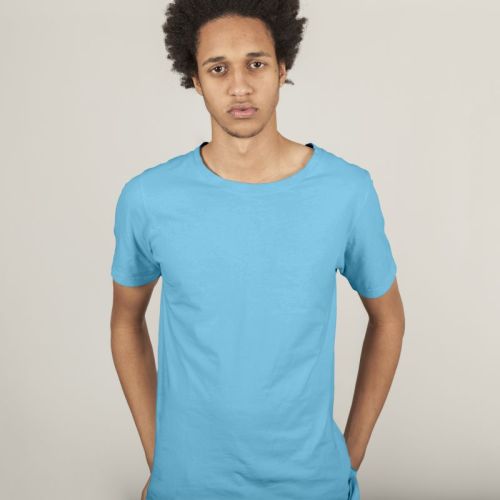 Mens Cotton Plain Regular Size Ice Blue T-shirt GSM, Size S/m/l/xl/xxl