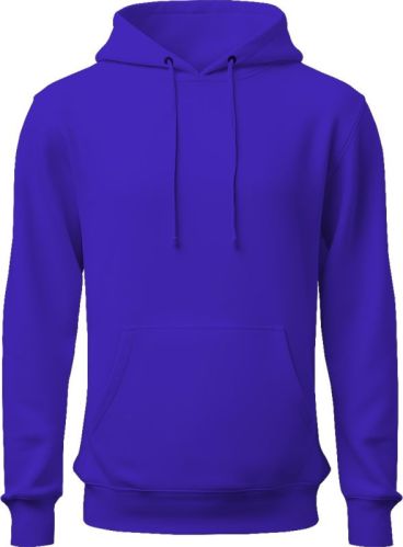 Men's Fleece Plain Royal Blue Hoodie With 300 GSM, Size S/m/l/xl