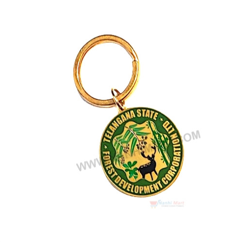 Polished Brass Round Customised Keychain