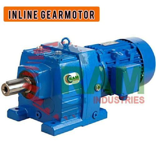 RAM Electric Polished Cast Iron Inline Geared Motor, Shape : Cylindrical