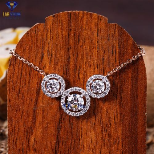 Charming Round Cut Diamond Rose Gold Pendant