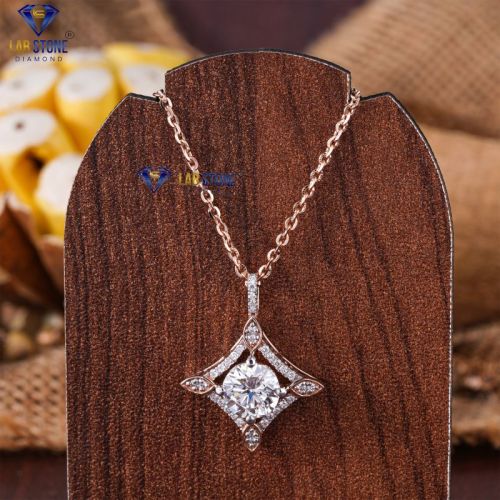 Designer Round Cut Diamond Rose Gold Pendant