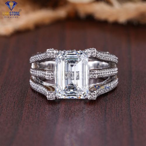 Mens Emerald Round Cut Diamond White Gold Ring