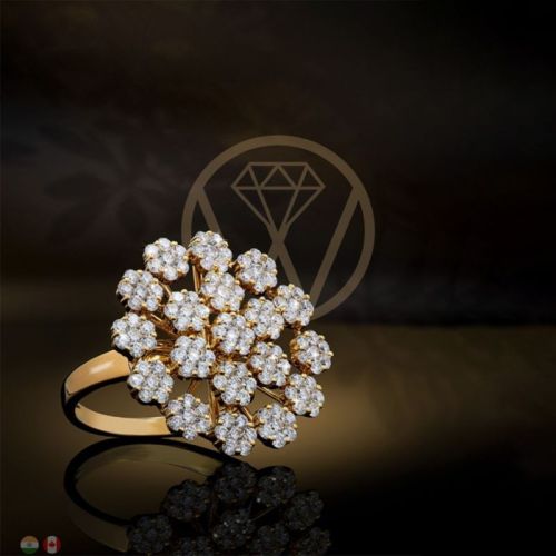Woner international Gold Polished Designer Diamond Rings