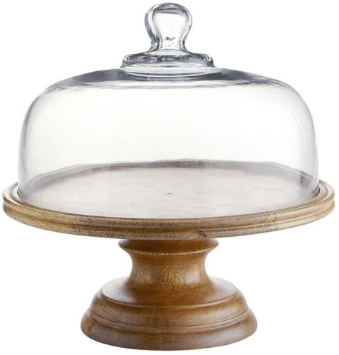 Natural Wood + Glass HG 22512 Cake Stand