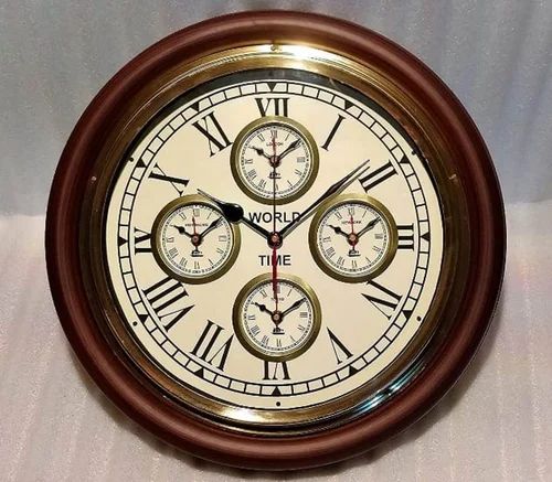 World Time Wooden Wall Clock For Home