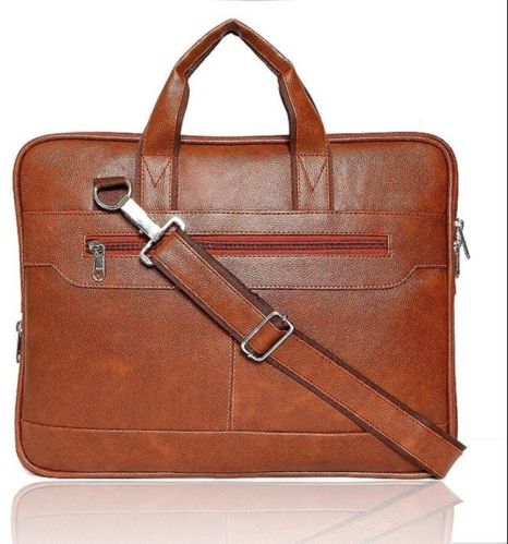 Plain Leather Laptop Bag, Color : Dark Brown