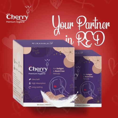Riya's Cherry Cotton 50 Liners 155mm, Shape : Wingless