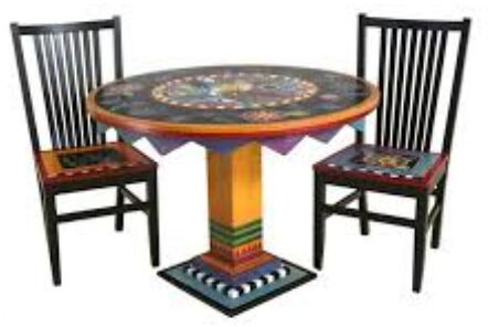 Antique Round Wooden Dining Table Set