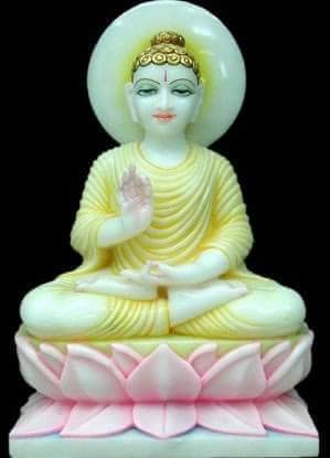 Carved Polished White Marble Buddha Statue For Interior Decor, Office, Religious Purpose