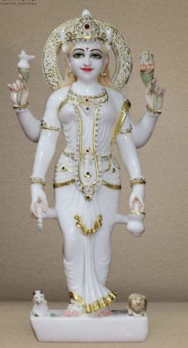 White Marble Parvati Mata Statue For Religious Purpose